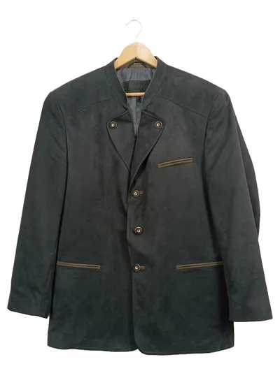 Alcaretta Herren Sakko Freizeit Grau Gr. 52 Lederdetails Polyester