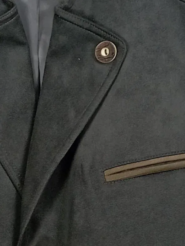 Alcaretta Herren Sakko Freizeit Grau Gr. 52 Lederdetails Polyester 2