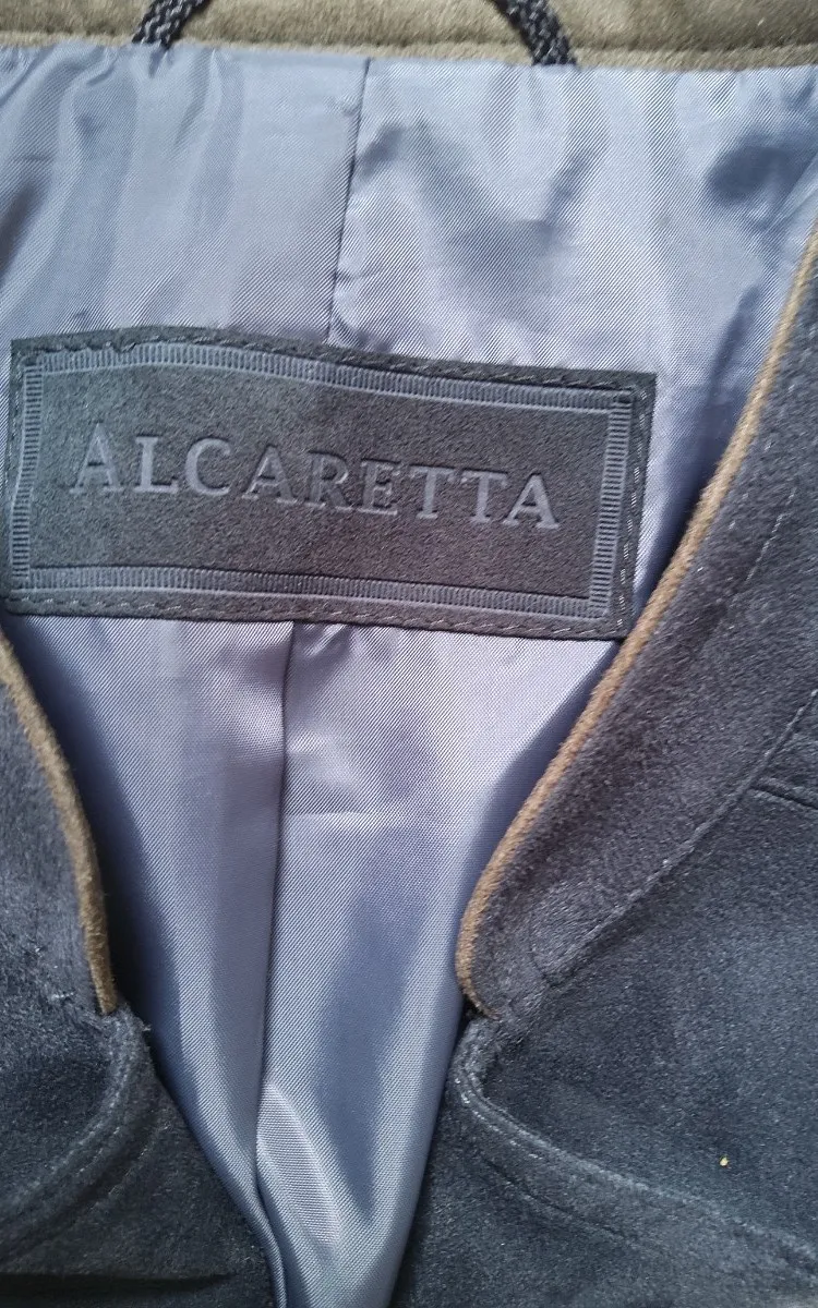 Alcaretta Herren Sakko Freizeit Grau Gr. 52 Lederdetails Polyester 4