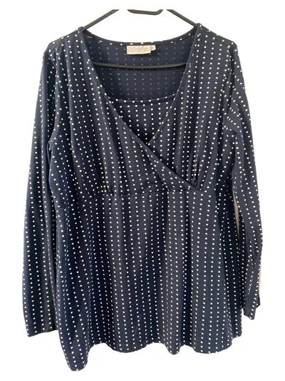 2HEARTS Damen Freizeitkleid Gr. 46 Blau Punkte Wickeloptik Langarm