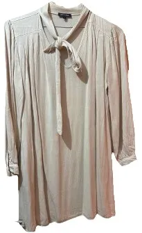 Ancora Damen Bluse Gr. 42 XL Beige Langarm Schleife Viskose Casual