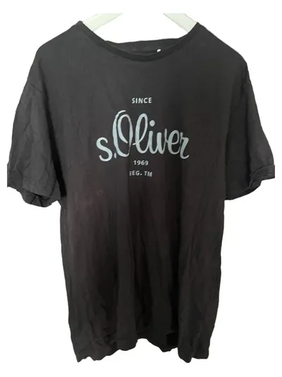 s.Oliver Herren T-Shirt Schwarz Casual Gr. 2XL Logo-Print