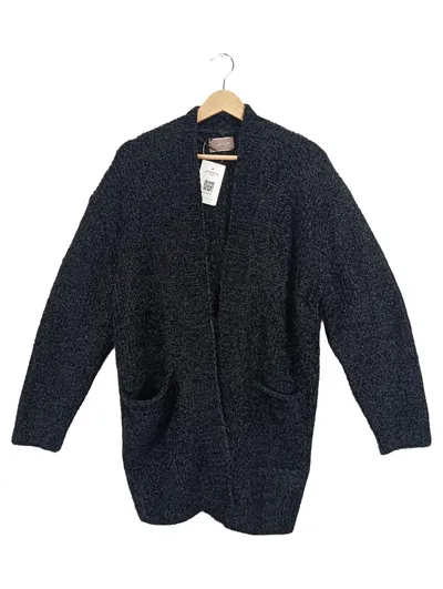 Cartoon Damen Strickjacke Grau Meliert Gr. 44 Langarm Casual Cardigan