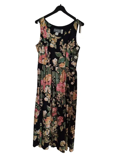 Carol Anderson Damen Freizeitkleid Gr. 38/M Schwarz Blumenmuster Maxikleid