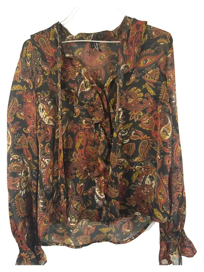 VERO MODA Damen Bluse S Mehrfarbig Paisley Casual Langarm Rüschen