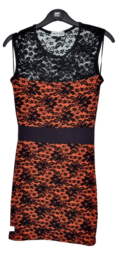 Pretty Body Damen Cocktailkleid Orange Spitze Gr. 38;M Elegant
