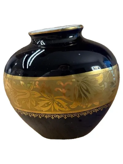 Johann Haviland Bavaria Porzellan Vase Blumen Elegant Schwarz 9 cm