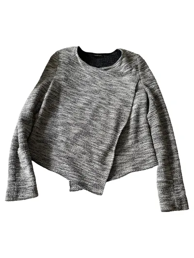 holyGhost Damen Sweatjacke Gr. 34 Grau Meliert Asymmetrisch