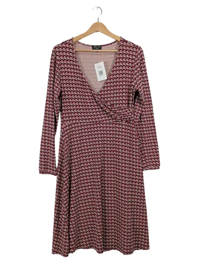 Zilch Amsterdam Damen Wickelkleid Strickkleid Rot Gr. XL Geometrisch