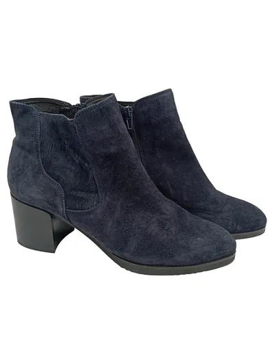 BELMONDO Damen Stiefelette Gr. 40 Blau Elegant Klassisch Blockabsatz 6cm