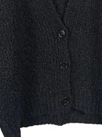 Cartoon Damen Strickjacke Gr. 44 Schwarz Strukturmuster Knopfleiste Langarm 3
