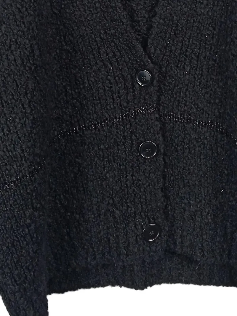 Cartoon Damen Strickjacke Gr. 44 Schwarz Strukturmuster Knopfleiste Langarm 3