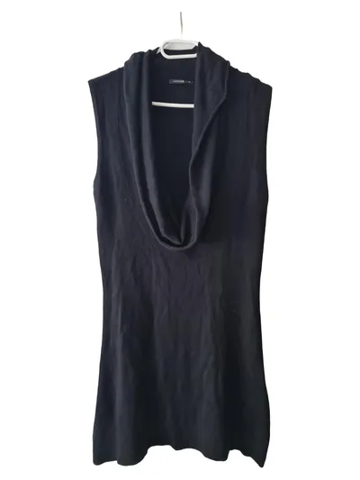 comma Damen Top Gr. 42 Schwarz Ärmellos Viskose Raffungen Casual