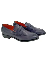 BERLUTI Damen Slipper Penny Loafer Gr. 35 Blau Elegant Business Leder 1