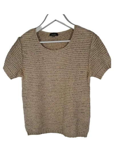 Marc Aurel Damen Strickshirt Kurzarm Beige Gr. 42/XL Casual