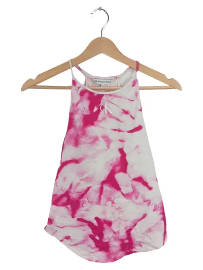 Calvin Klein Jeans Damen Top XS Pink Weiß Batik Tie-Dye Tanktop