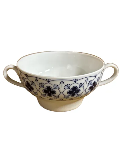 Arzberg Suppentasse Indischblau Porzellan Klassisch Blumen Weiß 11cm