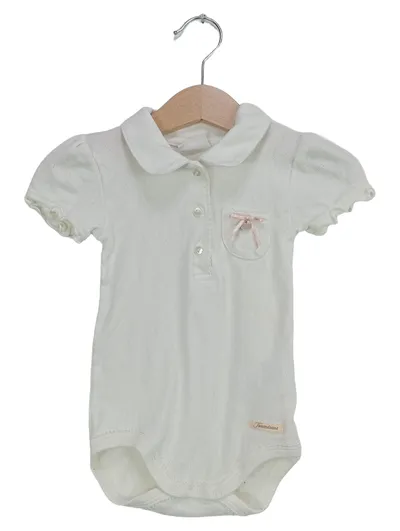 SCHIESSER Baby Body Gr. 74 Weiß Lochmuster Schleife Rüschen Baumwolle