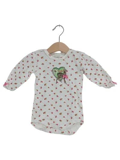 SCHIESSER Baby Body Gr. 62 Weiß Blumenmuster Applikationen Schleife