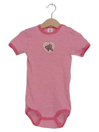 SANETTA Baby Body Gr. 104 Rosa Gestreift Pferdemotiv Baumwolle