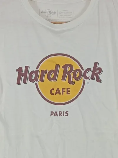 Hard Rock Cafe Damen T-Shirt Gr. S Weiß Logo Print Freizeit Baumwolle