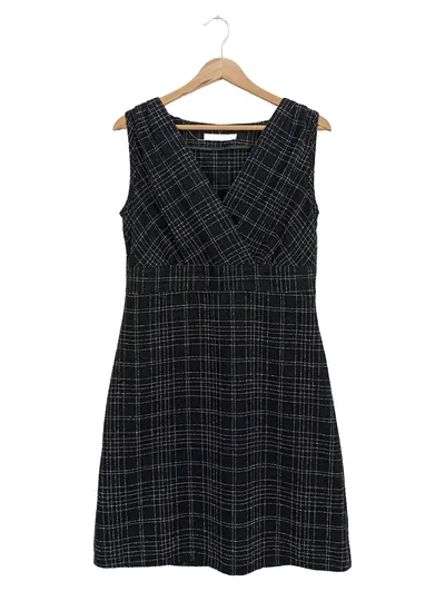 ETAM Damen Etuikleid Gr. 36/S Schwarz Kariert Business Elegant