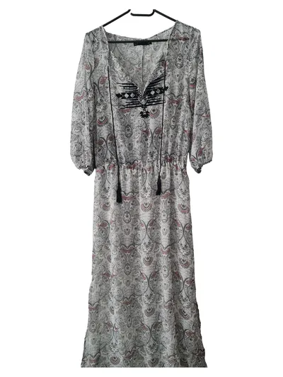 Sfera Damen Maxikleid Gr. 36/S Mehrfarbig Florales Muster Bohemian Freizeitkleid