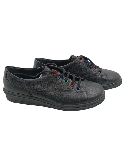 ara Damen Sneaker Low Leder Schnürschuhe Schwarz Gr. 39 Bunte Ösen