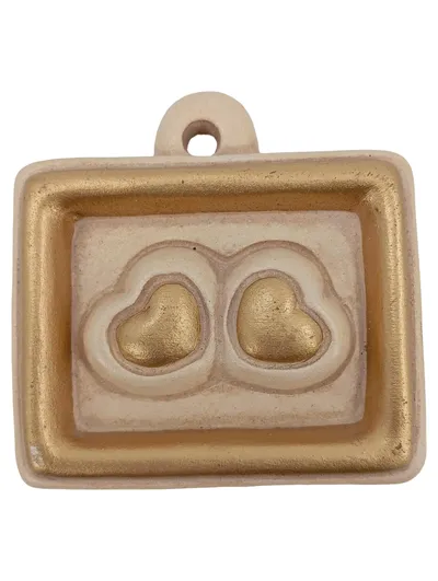 THUN Dekoanhänger Herz Vintage Beige Gold Festlich 6x6cm Keramik