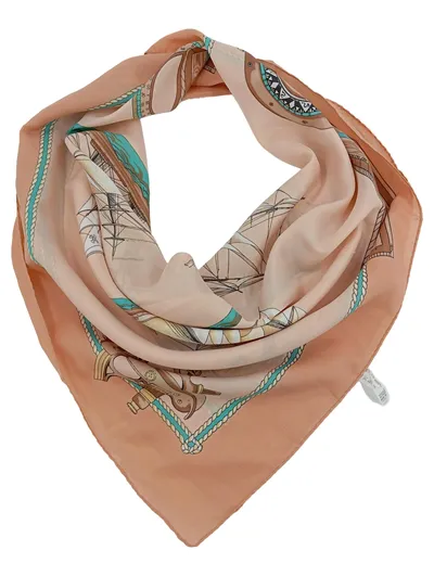 Gim Renoir Damen Tuch Beige Maritim Muster Polyester 76x76cm