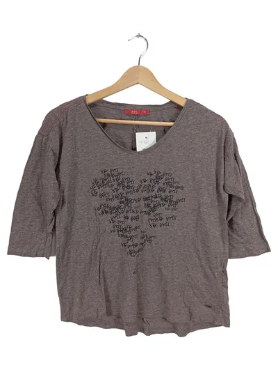 EDC by Esprit Damen T-Shirt Herz-Print Grau Gr. XS 34 Spitze