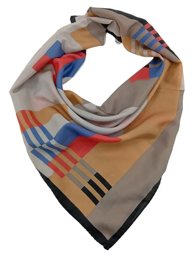 Gim Renoir Damen Tuch Schal Mehrfarbig Elegant Abstrakt Polyester 77x76 cm