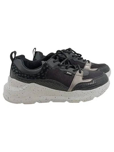 XTI Damen Sneaker low Gr. 40 Schwarz Modern Freizeit Plateau Tiermotiv