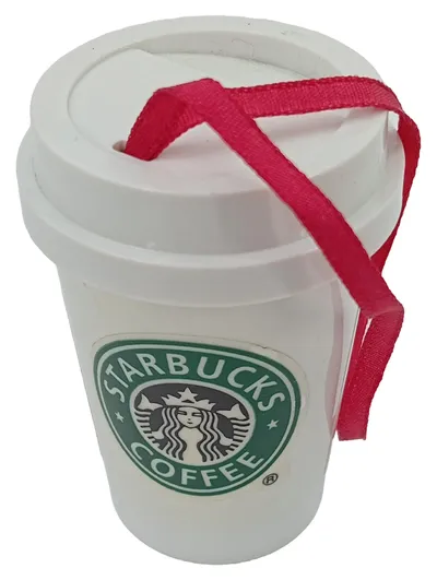 STARBUCKS Dekoanhänger Vintage Weiß Logo Kaffeetasse 6.5cm