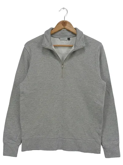 ASOS DESIGN Herren Sweatjacke Grau Gr. 46/S Melierter Basic Reißverschluss