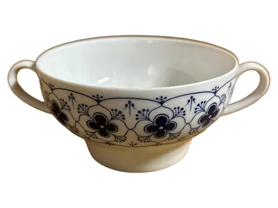Arzberg Suppentasse Indischblau Porzellan Blumen Weiß 11cm