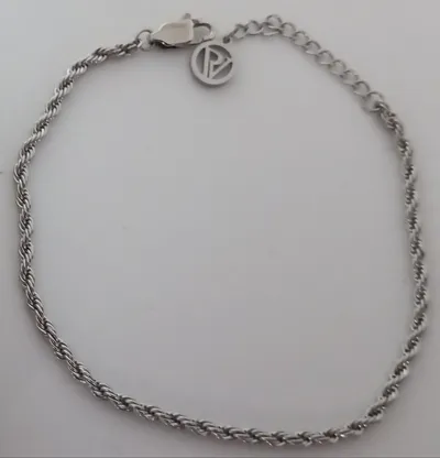 PAUL VALENTINE Armband Damen Rope Bracelet Silber Edelstahl 21 cm
