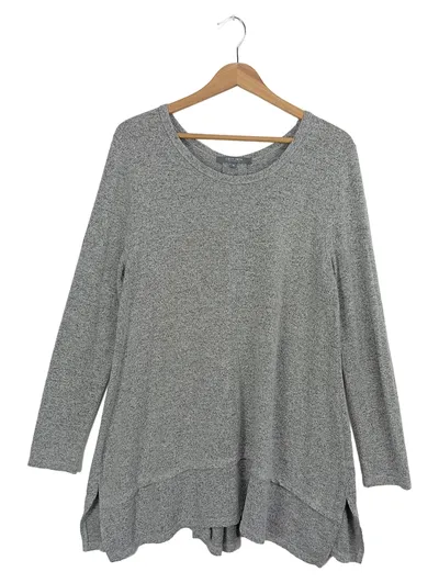 AMERICAN COIN TREASURES Bluse Damen 38/M Grau Casual Basic Langarm Meliert
