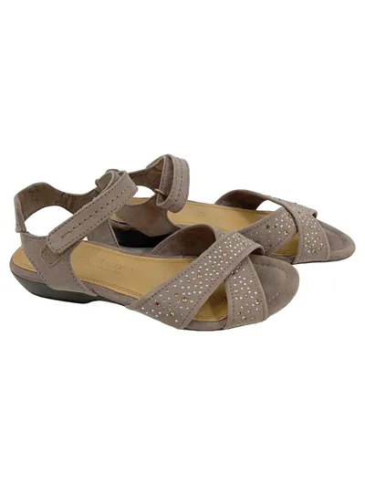 MARCO TOZZI Damen Sandalen Gr. 36 Beige Strass Casual Klettverschluss