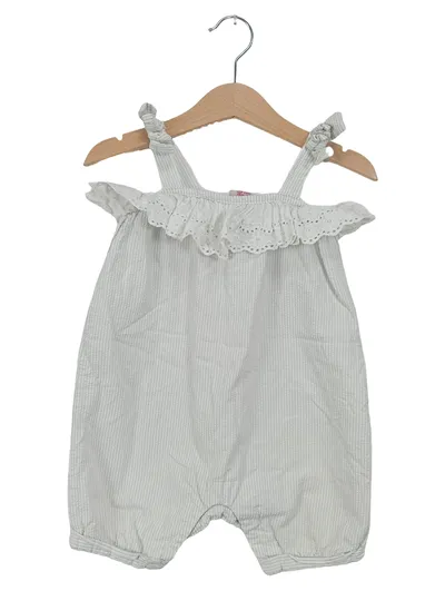 Dylan & Abby Baby Mädchen Romper Strampler Weiß Gestreift Gr. 80 Baumwolle