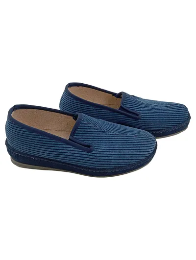 SCHAWOS Hausschuhe Damen Gr. 38 Blau Cord Slipper Pantoffeln