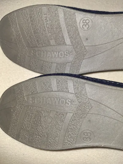SCHAWOS Hausschuhe Damen Gr. 38 Blau Cord Slipper Pantoffeln