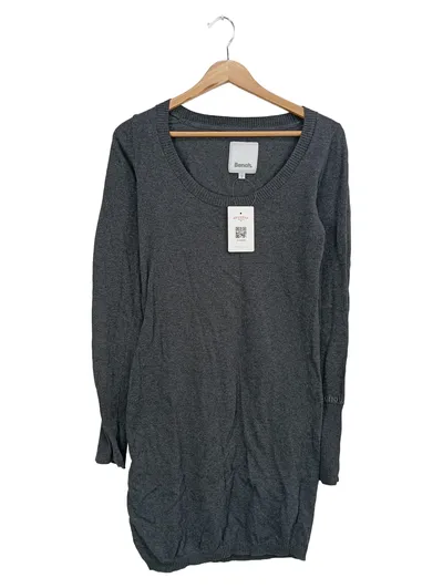 BENCH Damen Freizeitkleid Gr. 36/S Grau Baumwolle Casual Rippstrick