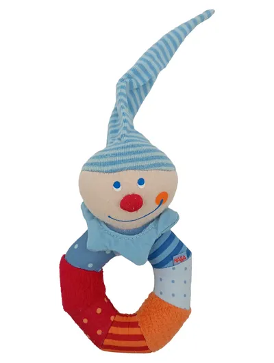 HABA Baby Rassel Clown Mehrfarbig Stoff Greifling Spielzeug Farbenfroh
