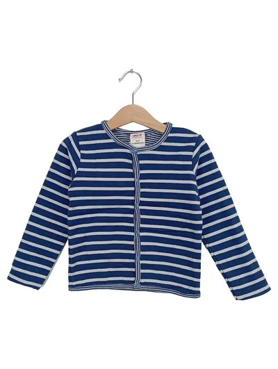 PEOPLE WEAR ORGANIC Kinder Strickjacke Gr. 86/92 Blau Gestreift Maritim