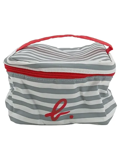 agnès b. Beauté Kosmetiktasche Gestreift Grau Weiß Rot Maritim