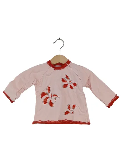 MEXX Baby Mädchen Langarmshirt Gr. 68 Rosa Blumen Applikation Baumwolle