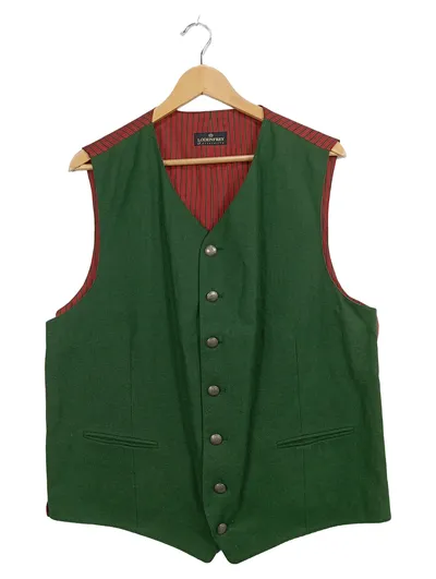 Lodenfrey Trachtenweste Herren Gr. 56 Grün Leinen Bayerische Tracht Weste