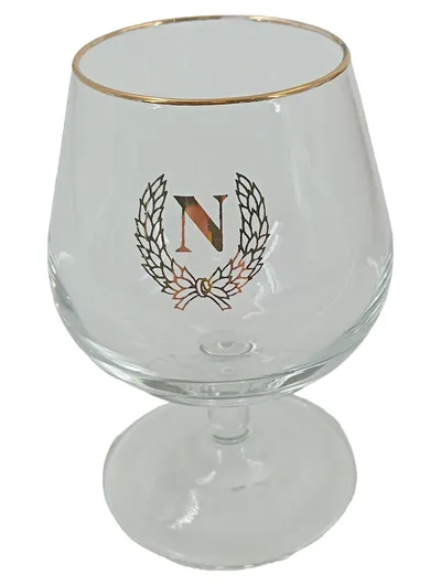 NAPOLEON Cognacglas Transparent mit Logo und Goldrand 9cm
