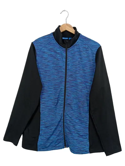 CRIVIT Herren Trainingsjacke Sportlich Melange Reißverschluss Blau Schwarz L